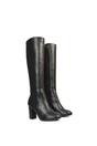 Black XY LONDON Black 'Jen' Knee High Block Heeled Boots With Zip Fastening, Image 4 of 6