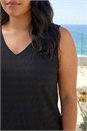 Black Curve Stripe Textured Vest Top, Image 4 of 4