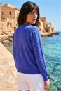 Royal Blue Textured Cable Knit Cardigan, Image 2 of 4