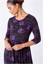 Purple Petite Floral Print Midi Dress, Image 4 of 5