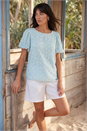 Light Blue  Textured Stitch Top, Image 3 of 4
