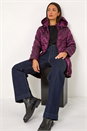 Magenta Wave Quilted Puffer Hooded Coat, Image 1 of 7