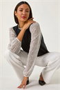 White 2 in 1 Polka Dot Mesh Top, Image 1 of 5