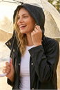 Black Rain Resistant Hooded Jacket, Image 2 of 5