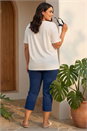 Ivory  Curve Textured V-Neck Top, Image 3 of 4