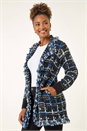 Navy Check Fringe Knit Cardigan, Image 4 of 5