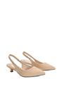 Beige 'Leila' Pointed Toe Low Kitten Heel Slingback Court Shoes, Image 4 of 5