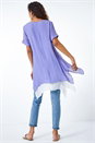 Purple Bird Print Asymmetric Tunic Top, Image 3 of 5