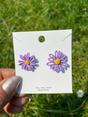 Green Floral Daisy Sunflower Summer Boho Studs, Image 6 of 8