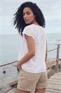 Ivory  Broidery Buttoned Top, Image 3 of 4