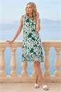 Dark Green Petite Aztec Frill Hem Dress, Image 3 of 4