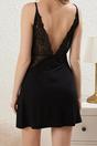 Black WOVCOR Black V-Neck Strappy Jersey Knit Mini Nightdress, Image 3 of 3