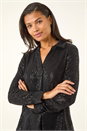 Black Stretch Sequin V-Neck Shirt, Image 5 of 6