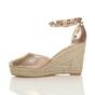 Rose Gold AJVANI Rose Gold High Wedge Heel Ankle Strap Espadrilles, Image 3 of 5