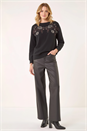 Black Floral Embroidered Sweatshirt , Image 2 of 4