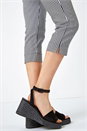 Black Striped Cropped Stretch Trouser, Image 3 of 5
