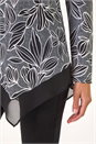 Black Floral Puff Print Chiffon Hem Top, Image 5 of 5