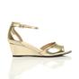 Gold AJVANI Gold Mid Wedge Heel Ankle Strap Sandals, Image 2 of 6