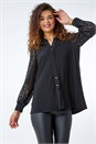 Black Sequin Embellished Detail Blouse, Image 1 of 5