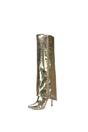Gold XY LONDON Gold 'Shauna' Foldover Knee High Boots With Stiletto Heel, Image 3 of 6