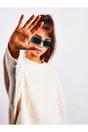Blue Light Blue Oversized Rectangle Plastic Frame Sunglasses, Image 6 of 7