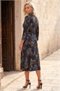 Black Petite Button Ruched Dress, Image 3 of 4