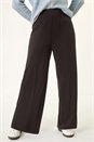 Black Wide Leg Ponte Stretch Trouser, Image 1 of 5