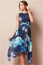 Navy Chiffon Hanky Hem Dress, Image 1 of 4