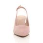 Light Pink AJVANI Light Pink Mid Heel Slingback Pointed Toe Court Shoes, Image 6 of 6