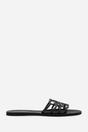 Black Emiliana Matte Cut Out Jelly Flat Sandals, Image 2 of 6