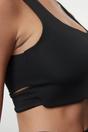 Black Cross-Back Square Neck Supportive Longline Sports Bra, Image 3 of 4