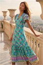 Blue Floral Border Print Maxi Dress, Image 2 of 4