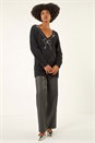 Black Fluffy Sparkly Bow Knit Jumper , Image 2 of 5