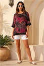 Black Leaf Print Tunic Top, Image 2 of 4