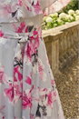 Grey Floral Frill Belted Wrap Dress, Image 4 of 4