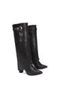 Black XY LONDON Black 'Aaliyah' Fold Over Boots Block Heel Buckle Point Toe, Image 6 of 7