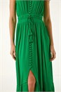 Green Tiered Buttoned Maxi Dress, Image 5 of 5