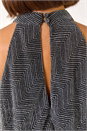Silver Sparkle Halter Neck Stretch Midi Dress, Image 5 of 5