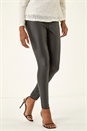 Black Coated Faux Leather Jeggings, Image 1 of 5