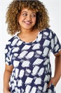 Navy  Curve Geometric Print Pocket Stretch Dress, Image 4 of 5