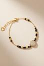 Gold 18k Gold plated Black Bead Nazar Charm bracelet, Image 1 of 1