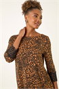 Ochre Lace Cuff Printed Stretch Top, Image 1 of 5