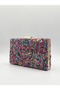 Multi Embellished Square Clutch Bag in Multi, Image 3 of 5