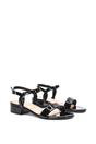 Black XY LONDON Black 'Moana' Strappy Low Block Heels With Ankle Strap, Image 3 of 5