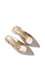 Gold XY LONDON Gold Slingback Court Shoes Pointed Kitten Heels With Crystal Details, Image 6 of 6