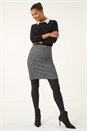 Grey Smart Textured Elastic Waist Stretch Skirt, Image 3 of 5
