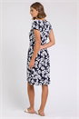 Navy  Floral Print Stretch Jersey Tea Dress, Image 2 of 4
