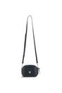 Black Real Leather Compact Crossbody Bag with Adjustable Strap, Image 2 of 4