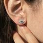 Silver Dainty Evil Eye Silver Minimalist Stud Earrings, Image 2 of 4
