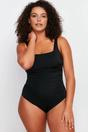 Black Square Neck Shaping Classic Swimsuit, Image 1 of 4